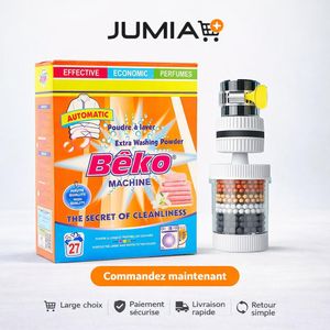Beko Pack Lessive Machine + Filtre Purificateur d’Eau – Propreté & Eau Plus Saine