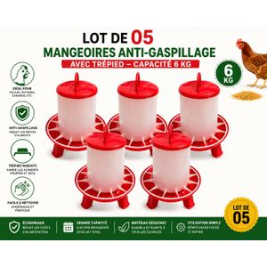 Lot 05 – Mangeoire Anti-Gaspillage Économique avec Trépied 6 KG