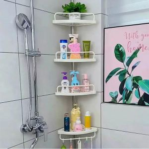 Étagère de Rangement Télescopique pour Salle de Bain – 4 Niveaux – Blanc