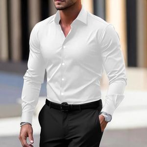 Chemise homme à manches longues, coupe ajustée, boutonnée, veste habillée décontractée.