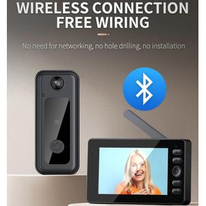 Sonnette sans Fil  avec Caméra et Écran  pour Extérieur Vision 120°  Connexion Bluetooth  Réveil