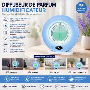 Article  Diffuseur de Parfum et Humidificateur d’Air USB avec Brume Réglable, Affichage Numérique et Design Compact   – multicolore
