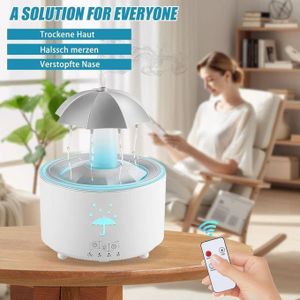 Humidificateur rotatif de nuages de pluie avec 7 couleurs LED - 300 ml - Humidificateur d'aromathérapie avec télécommande pour chambre à coucher et salon