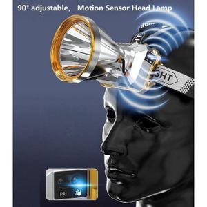 Puissant Lampe frontale étanche rechargeable à LED lumineuse de 500 lumens avec capteur de mouvement