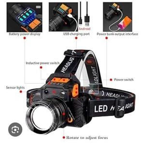 Lampe Frontale LED Professionnelle Ultra Puissante – Étanche & Rechargeable – Idéale Plongée, Pêche, Camping & Travaux Nocturnes