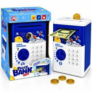 Tirelire Électronique Enfant avec Code Secret – Coffre-Fort Piggy Bank Space Explorer, Aspiration Automatique des Billets, Musique et Clavier Numérique – Cadeau Enfant 3 Ans et Plus