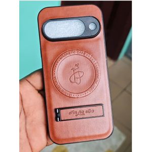 Coque pixel 10 marron cuir mag support a