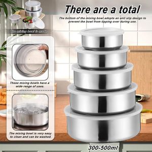 Ensemble de 5 boîtes alimentaires en acier inoxydable, boîtes à lunch hermétiques avec couvercles