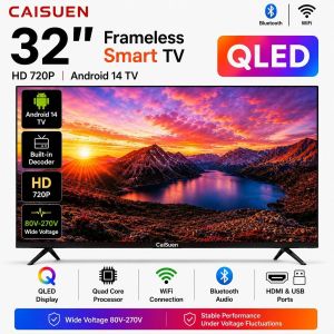 Smart TV QLED 32 Pouces HD – Android 14 – WiFi Bluetooth – Décodeur Intégré – Noir
