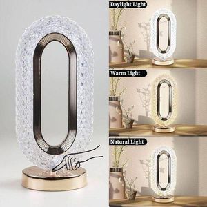 Magnifique Lampe de table LED moderne en cristal en forme ronde