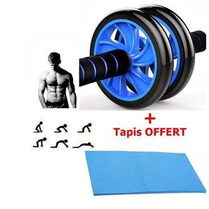 Roulette Pour Abdo + Tapis Genouillère - Ab Wheel - Bleu