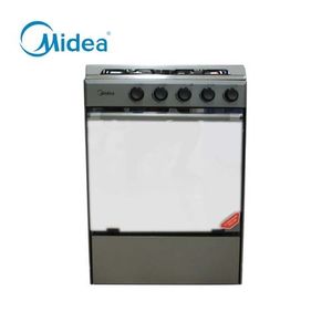 Midea Gazinière Automatique - 4 Feux - 60 x 90 cm - Couverture Vitrée - Noir - Garantie 12 Mois