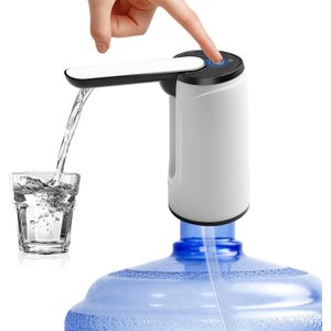 Distributeur d'eau pliable pour bouteille de 5 gallons, pompe à eau pour 5 gallons, distributeur d'eau électrique portable pour bouteille de gallon avec interrupteur - Blanc