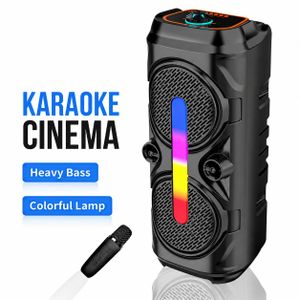 SinG-e Enceinte Bluetooth Portable Karaoké Sing-ZQS6239XW, 20W, Double Haut-Parleur 6,5", Micro Sans Fil Inclus, Lumières LED RGB, Batterie Rechargeable 2500 mAh, USB/TF/AUX