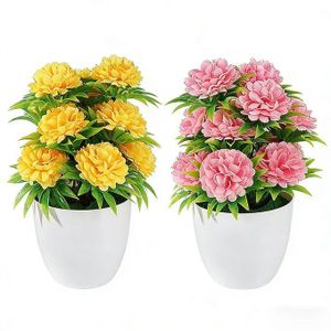 Lot de 2 pots de fleur artificielle