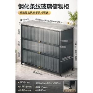 Armoire de Rangement en Métal 3 ( Trois ) Niveaux avec Porte Magnétique - Table de comptoir Multicouche