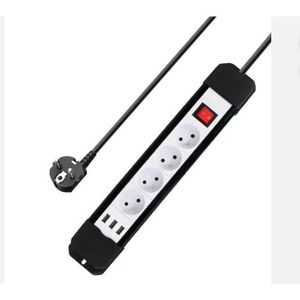 Rallonge Multiprise 4 Prises et 3 Ports USB