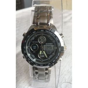 Quamer Montre Dual Chrono Analogique Et Numérique Fond Noir - Gris