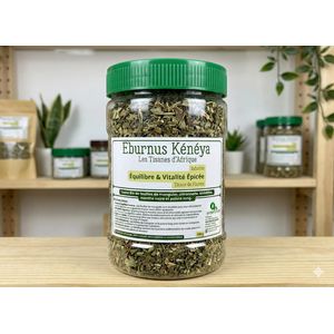 Tisane Équilibre & Vitalité Épicée - Tisane de plantes - Tisane digestive - Tisane bio de feuilles de manguier, citronnelle, menthe noire, kinkéliba et poivre long - 100 g
