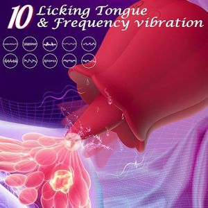 Stimulateur vibrant clitoridien en forme de rose pour femme, jouet sexuel pour adultes avec 10 modes de vibration, pour couples, stimulation anale, clitoridienne, des mamelons et des oreilles.