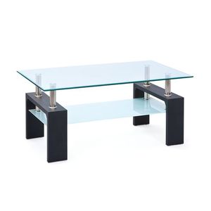 Table Basse Centrale Vitrée  - Transparent/Noir