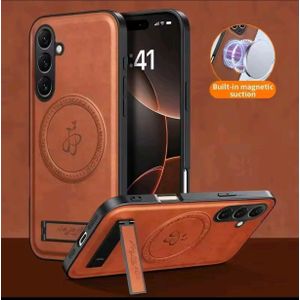 Coque Samsung S23 fe marron support cuir mag a