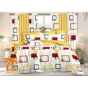 Lot Complet : 2 Draps + 2 Taies + 2 Rideaux – Design Élégant et Confort Assuré