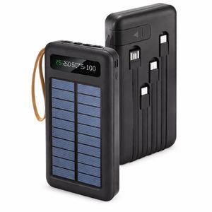 Power Bank Solaire 10000mAh avec Câbles Intégrés – Charge Rapide Portable
