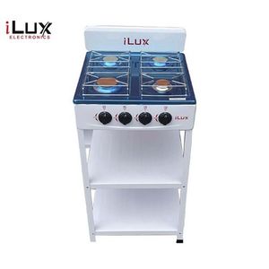 ILUX : Cuisinière - Gaz 4 Feux LX-40W - 50x50 Cm - Blanc