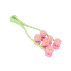 ShebSheb Rouleau de massage type fleur, rouleau de massage pour le visage en plastique, masseur pour le visage en forme de lettre (rose)