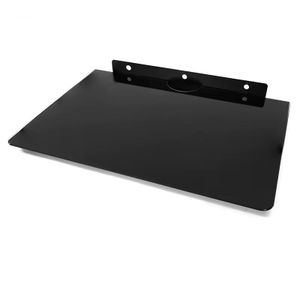 Support Mural Flottante en verre Trempé Noir - Lecteur DVD & Décodeur. 5mm 360*250mm