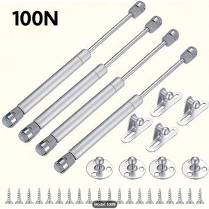4 Charnières pour portes de placard robustes – Vérins à gaz réglables 100 N avec embouts modernes en métal brossé – Charnières de levage à ouverture fluide, finition bronze huilé