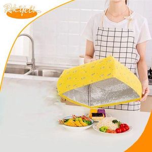 Housse de protection thermique pliable pour nourriture, en tissu réutilisable, type parapluie, Pliable Petit - Jaune