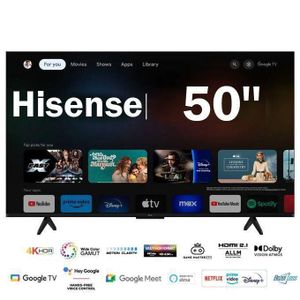 Hisense TV LED 50'" Pouces Full HD ou Ultra - Wi-Fi - BLUETOOTH UHD 4K Androïd – Youtube Noir - 24 Mois De Garantie 