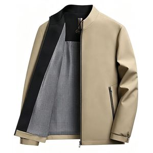 VEOUNDK Veste Homme Col Montant Décontractée Affaires, Manteau Antiride pour Homme - Beige