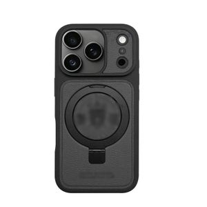 Coque en cuir compatible iPhone 18Pro /17 Pro -GRIS NOIR