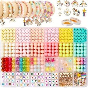 Kit De Fabrication De Bracelets, Perles Pour Kit De Fabrication De Bijoux Avec Breloques Licorne, Perles Rondes Plates En Argile Polymère, Perles Heishi Pour La Fabrication De Bracelets Et De Colliers, Kit D'artisanat D'art DIY Cadeaux Pour Filles