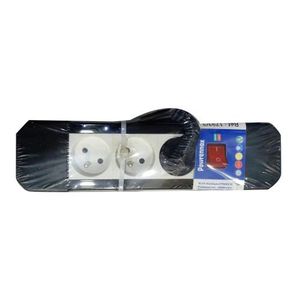 Multiprise Parafoudre Filaire + Interrupteur 3 Ports - Noir/Blanc