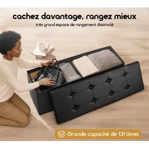 Pouf Banc Coffre de Rangement Pliable – 110 cm