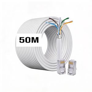 Câble Réseau Haute Performance Cat 6 - Couronne de 50M Brute avec Connecteurs Séparés Inclus - Idéal Vidéosurveillance DVR/NVR et Routeurs Wi-Fi