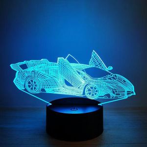 Veilleuse 3D Voiture de Sport Lampe LED Décoration Chambre Bureau Cadeau 