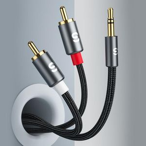 Câble audio répartiteur en Y de 3,5 mm AUX vers double RCA, câble adaptateur audio de prise jack 3,5 mm vers 2 prises RCA femelles.