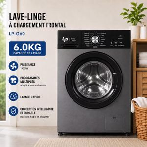 LP Machine à laver à chargement frontal LP-G60, grande capacité de 6KG, efficacité énergétique classe A, 16 programmes de lavage, garantie de 12 mois
