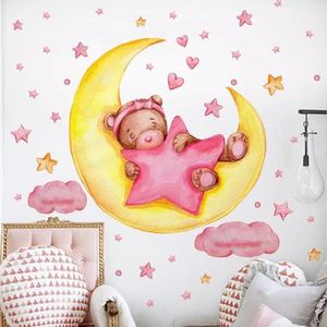Autocollant Mural Enfant Ourson Rose - Rose