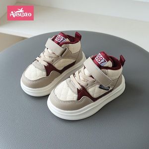 Arsuxeo Baskets pour enfants de 1 à 8 ans, chaussures rouges montantes pour garçons, hiver, douces, antidérapantes pour enfants