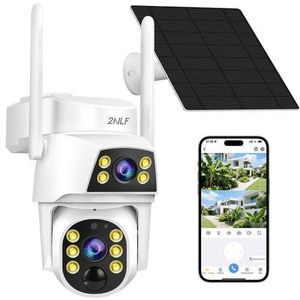 2NLF Caméra de Surveillance Extérieure Solaire WiFi 2.4G/5G – Caméra Connectée Double Objectif PTZ 360° Sans Fil rechargeable – Détection PIR, Vision Nocturne Couleur HD et Audio Bidirectionnel 