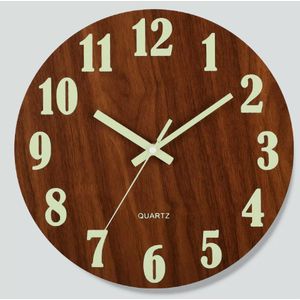 Horloge murale abstraite en bois de 30 cm (12 pouces), chiffres lumineux, aspect bois.