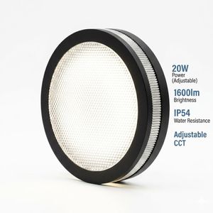 Spot LED Circulaire Haute Performance 20W – Design Moderne Noir, Étanchéité IP54, Température de Couleur Ajustable (CCT)