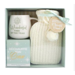 Modele unique, coffret bouillotte + tasse pour Cadeau. Bouillotte housse ultra-douce, 1 litre  anti-fuite, fantaisie soulage douleur, cou, dos, ventre, etc. relaxation musculaire, inflammation, douleurs menstruelles. Import France