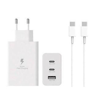 Samsung Chargeur Secteur Ultra Rapide 3 Ports 65w Avec Câble Type C Blanc
